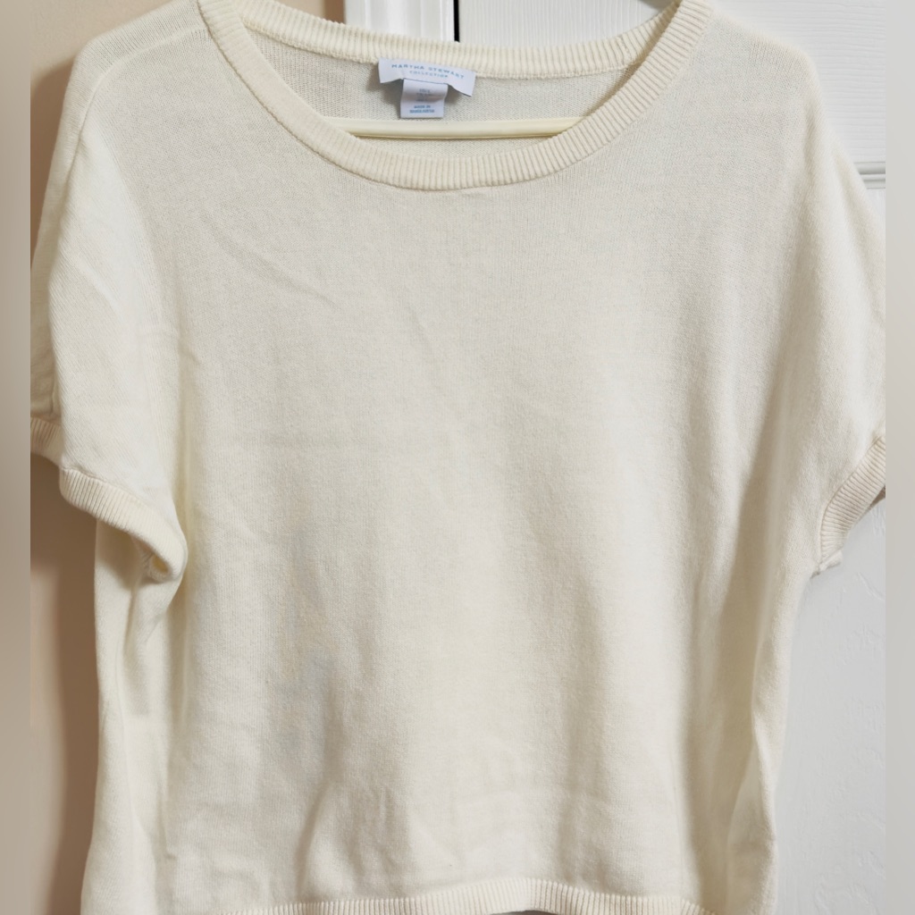 Martha Stewart Collection Ivory White Womanâs L Short Sleeve Top Martha Stewart Collection Ivory White Womanâs L Short Sleeve Top